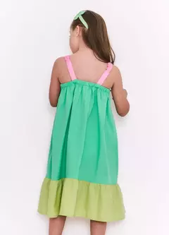 VESTIDO FLORAL AURORA VERDE E ROSA - comprar online