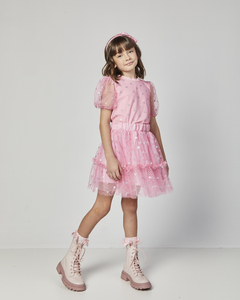 CONJUNTO FEMININO INFANTIL BLUSA E SAIA - Carretel Kids