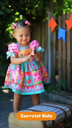 VESTIDO E CALCINHA A FESTA VAI COMEÇAR VERDE E ROSA - comprar online