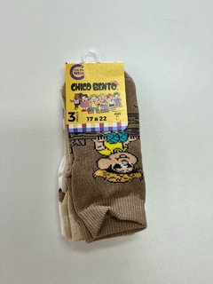 Kit 3 Pares Soquete Bebê - Turma do Chico Bento - Tam 17 a 22 na internet