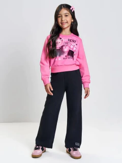 Conjunto Menina Blusa Cropped Com Aplique Tule Ursa Cinti