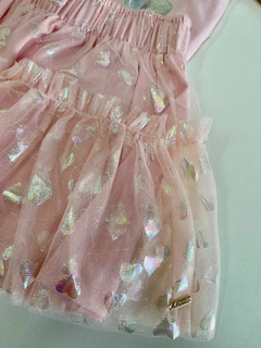 Conjunto Infantil Cinti Verão com Saia em Tule e Blusa Rosa Ursinha Love na internet