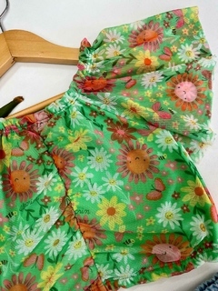 Conjunto Infantil Kukie Alecrim Verão Saia e Blusa Verde Tule Flor - loja online
