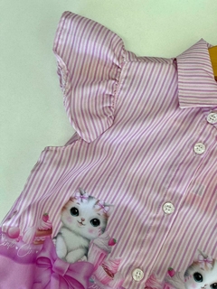 Conjunto Infantil Cinti Verão Shorts e Camisete Gatinha Lilás na internet