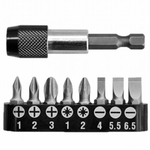 Set de Puntas Intercambiables de Acero S2 Magnéticas con Sujetador Rápido - 9 Piezas