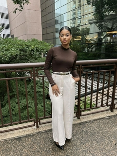Blusa manga longa gola alta