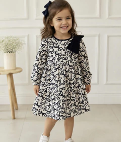 Vestido 3 marias laço branco e preto
