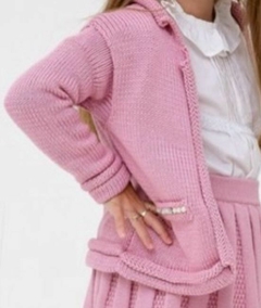 Casaco trico pérolas rosa - comprar online
