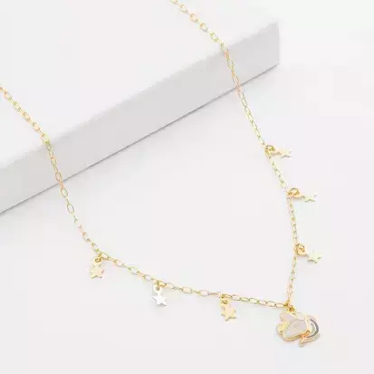 COLAR GARGANTILHA INFANTIL UNICORNIO COM ESTRELAS SEMI