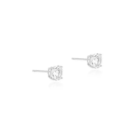 BRINCO TOPAZIO INCOLOR TOP 6MM 4 GARRAS PEDRA NATURAL PRATA 925