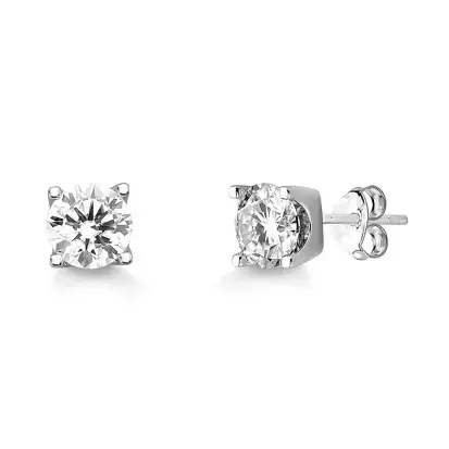 BRINCO MOISSANITE PONTO DE LUZ SOLITARIO PRATA 925 7,5MM*2 3,0CT