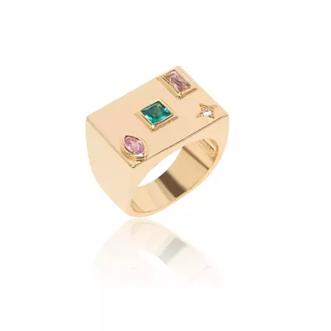 ANEL CRISTAL PARAIBA CRISTAL QUARTZO ROSA CRISTAL MORGANITA GEOMETRICO