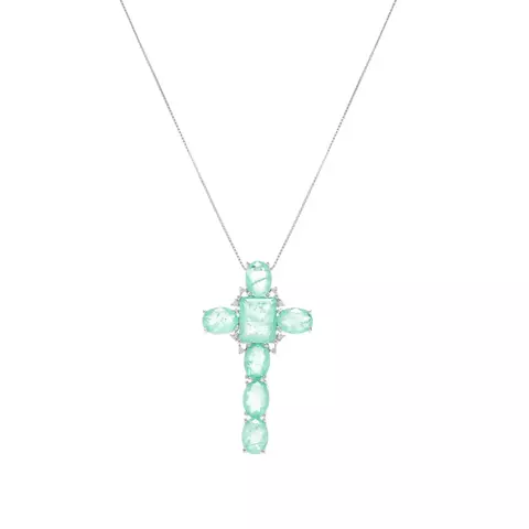 COLAR FUSION TURMALINA CRUZ COM ZIRCONIA BRANCA MINI