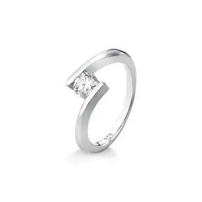 ANEL ABERTO SOLITÁRIO MOISSANITE 5MM 0.5CT PRATA 925