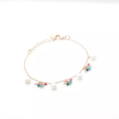 PULSEIRA PEROLA CRISTAL TURMALINA ROSA CRISTAL QUARTZO ROSA ARGOLA COM CACHOS PENDURADOS