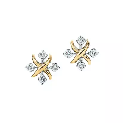 BRINCO COM X DOURADO 4 MOISSANITE REDONDA PRATA 925 0,48CT 2,5MM*8