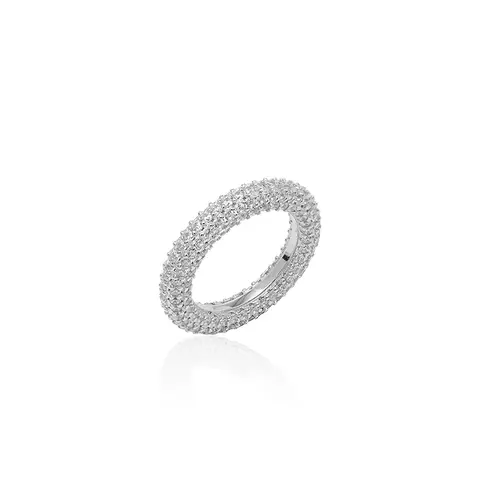 ANEL ZIRCONIA BRANCA 5 LINHAS TODA CRAVEJADA PRATA 925