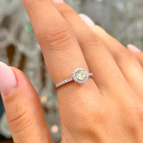 ANEL CRISTAL DIAMOND LEMON ZIRCONIA BRANCA SOLITÁRIO REDONDO PRATA 925
