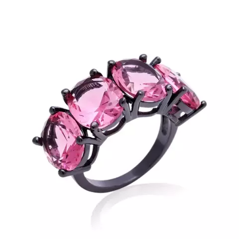 ANEL 4 CRISTAIS OVAIS TURM ROSA/PARAIBA/LONDON BLUE/