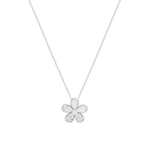 Colar Flor de Zircônias Brancas em Gotas - Prata 925