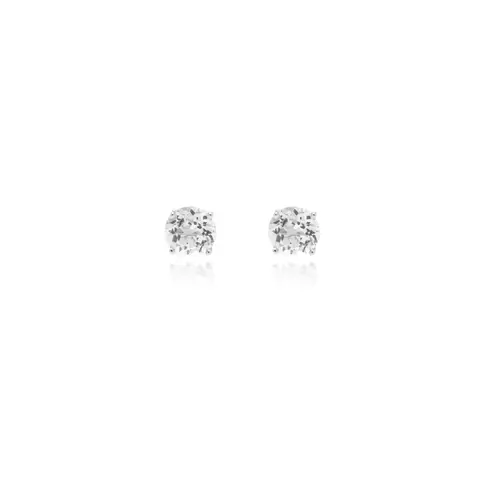 BRINCO SAFIRA INCOLOR TOP 5MM 4 GARRAS PEDRA NATURAL PRATA 925
