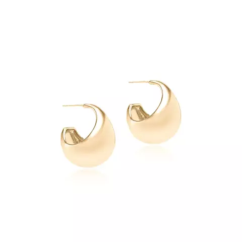 BRINCO FOLHEADO LISO GOTA DOURADO
