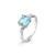 ANEL MOISSANITE COM TOPAZIO AZUL QUADRADO EM PRATA 925 COM BA