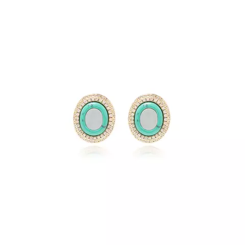 BRINCO MADRE PEROLA RAOLITA TURQUESA ZIRCONIA BRANCA TOP