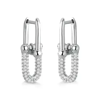 BRINCO EM U EM PRATA 925 COM BANHO DE RÓDIO Prata com ZIRCONIA TIFFANY