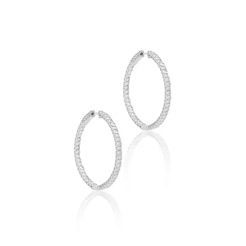 BRINCO PRATA 925 ZIRCONIA BRANCA ARGOLA INTEIRA OVAIS