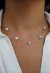COLAR PRATA GARG.PR.BAN.C/ 5 FLORES ZIRCS.40+5CM