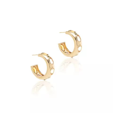 BRINCO CRISTAL CITRINO CRISTAL RODOLITA CRISTAL PERIDOTO ARGOLA INTEIRA OVAIS CRAVAÇÃO INGLESA BANHO OURO 18K
