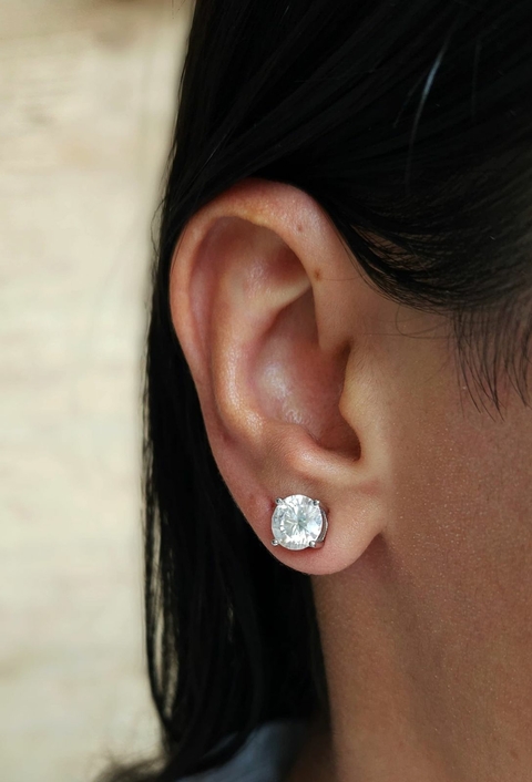 BRINCO MOISSANITE PRATA 925 SOLITARIO 1,6CT 6MM
