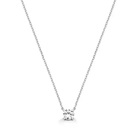 COLAR EM PRATA E MOISSANITE REDONDA CAIXA CARTIER 4,5MM 0,4CT