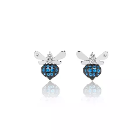 BRINCO CRISTAL SAFIRA ZIRCONIA BRANCA BORBOLETA MOSAICO CRAVAÇÃO INVISÍVEL