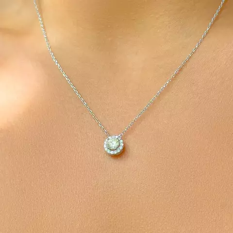 COLAR CRISTAL DIAMOND LEMON ZIRCONIA BRANCA REDONDO PRATA 925