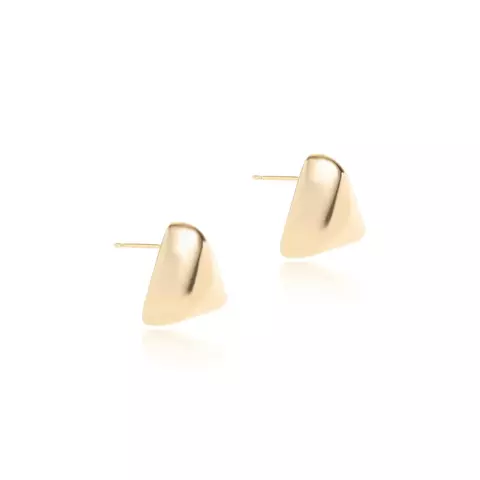 BRINCO FOLHEADO LISO PIRAMIDE DOURADO