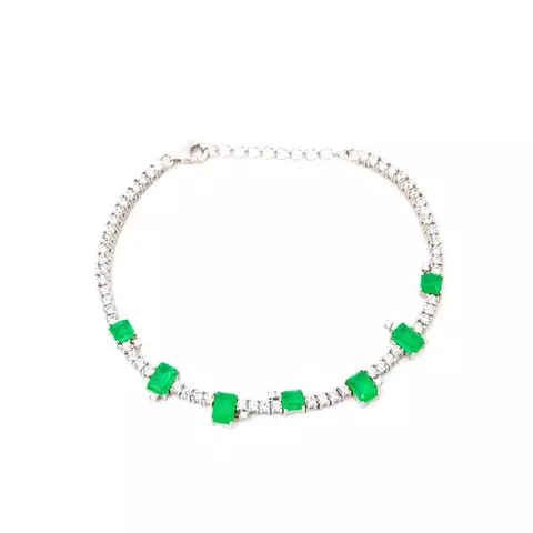PULSEIRA FUSION ESMERALDA ZIRCONIA BRANCA CUBOS 19CM