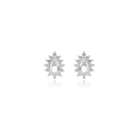 BRINCO CRISTAL ÁGUA MARINHA ZIRCONIA BRANCA GOTA CRAVEJADA PRATA 925
