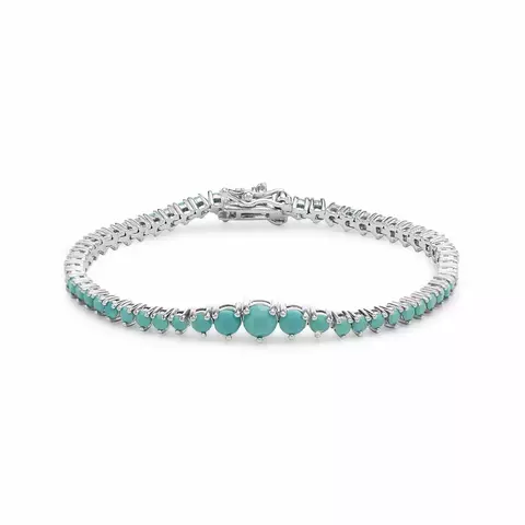 Pulseira Riviera com Pedras Nano Turquesa - 17cm - Prata 925