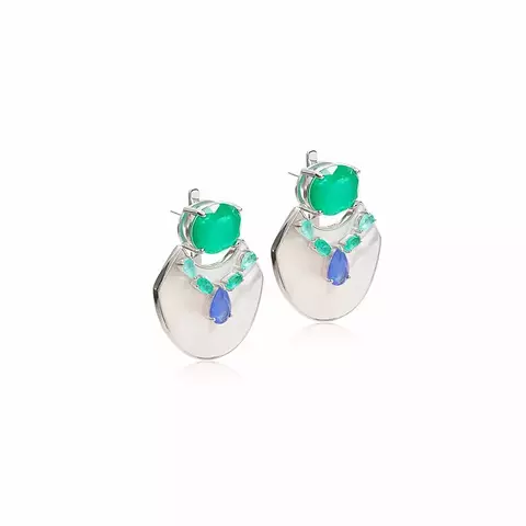 BRINCO EAR JACKET VERSÁTIL FUSION ESMERALDA MADREPÉROLA PRATA 925