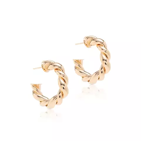 BRINCO FOLHEADO LISO ARGOLA TUBO TORCIDO 3MM COM 30MM DE EXTENSAO PINO BANHO OURO 18K
