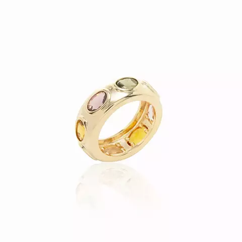 ANEL CRISTAL CITRINO CRISTAL RODOLITA CRISTAL PERIDOTO ALIANÇA INTEIRA OVAIS CRAVAÇÃO INGLESA BANHO OURO 18K