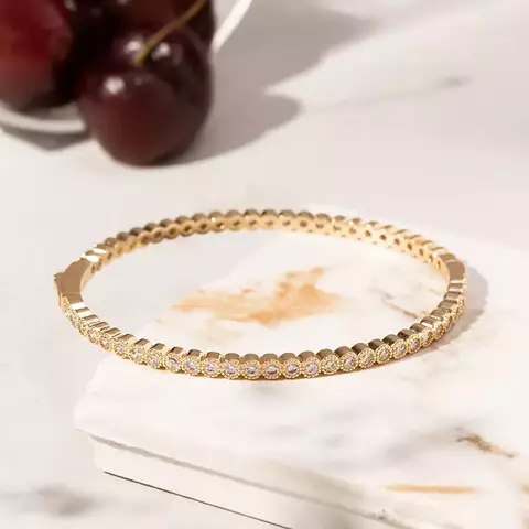 BRACELETE ZIRCONIA BRANCA BUBBLES DOURADO pulseira