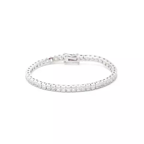 PULSEIRA ZIRCONIA BRANCA RIVIERA INTEIRA QUADRADOS SEMI 16CM