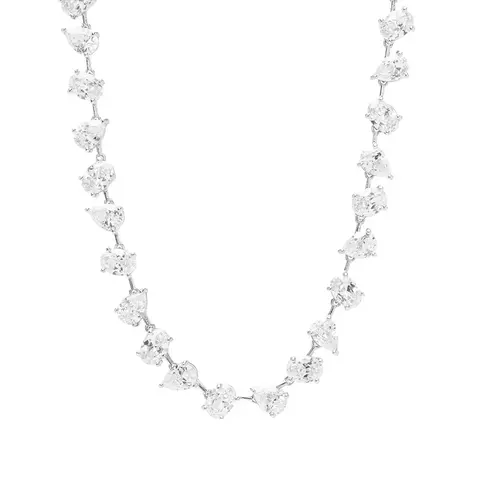 COLAR ZIRCONIA DIAMOND GOTA E OVAL PRATA 925 - 42CM