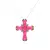 Colar cruz cravejada fusion turmalina rosa banho de ouro 18k 51cm