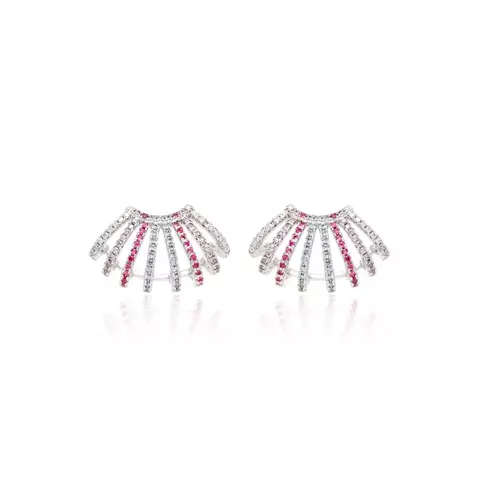 BRINCO ZIRCONIA COLORIDA ONDA ABERTA 8 LINHAS BANHO RODIO