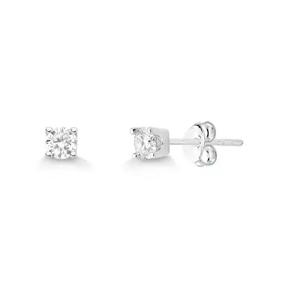BRINCO PONTO DE LUZ MOISSANITE SOLITARIO EM PRATA COM BANHO DE RÓDIO 4,5MM *2PCS 0,8CT