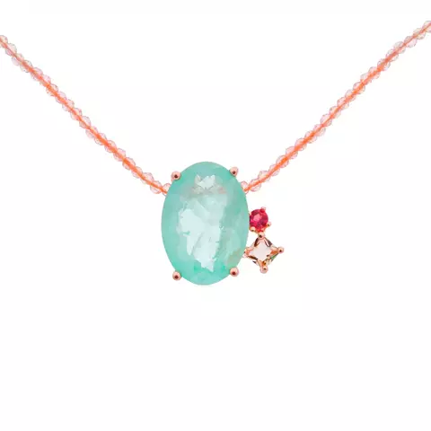 COLAR FUSION ESMERALDA COLOMBIANA CRISTAL PODANGE CRISTAL TURMALINA ROSA OVAL